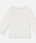 A long-sleeve crewneck top in off-white, shown from the back against a light gray background.