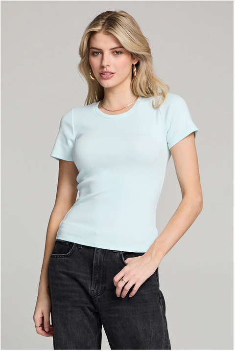 Crew Neck Short Sleeve Slim Tee | Ice Blue