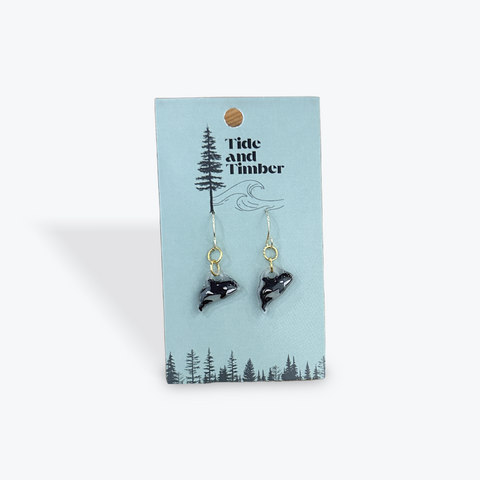 Wild Sketches Gold Earrings | Killer Whales