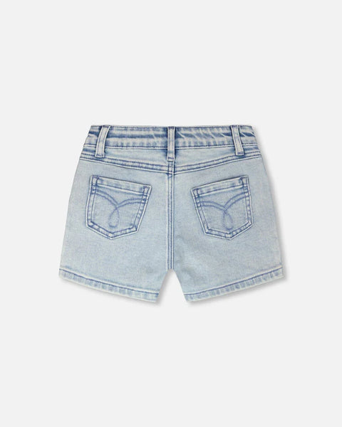 Deux Par Deux | Light Blue Floral Denim Shorts