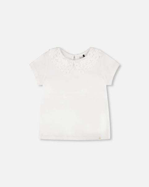 Deux Par Deux | T-Shirt With Crochet Peter Pan Collar