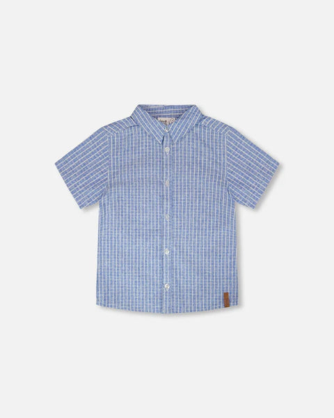 Deux Par Deux |  Printed Chambray Short Sleeve Shirt