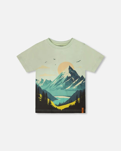 Deux Par Deux | Organic Cotton Jersey T-Shirt With Mountain Print