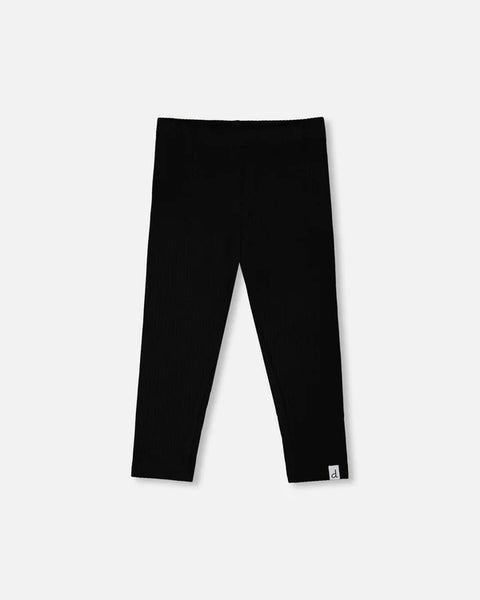 Deux Par Deux | Rib Capri Leggings Black