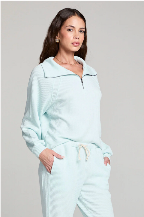 Half-Zip Raglan Pullover | Ice Blue