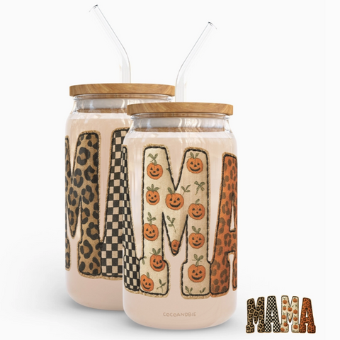 Halloween Mama 16 oz Glass Cup