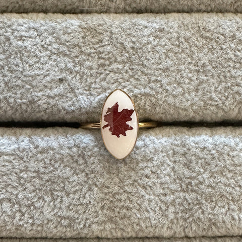 Mini Maple Leaf Pressed Flower Ring | in Gold or Silver
