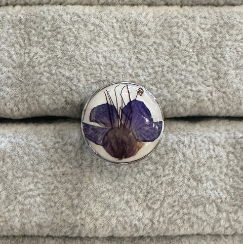 Bigroot Geranium Pressed Flower Ring | in SIlver