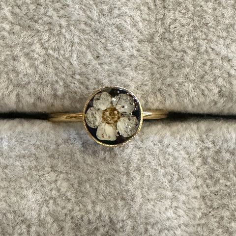 White Flower Pressed Flower Ring | in Gold