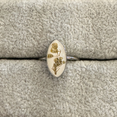 Goldenrod Pressed Flower Ring | in Silver