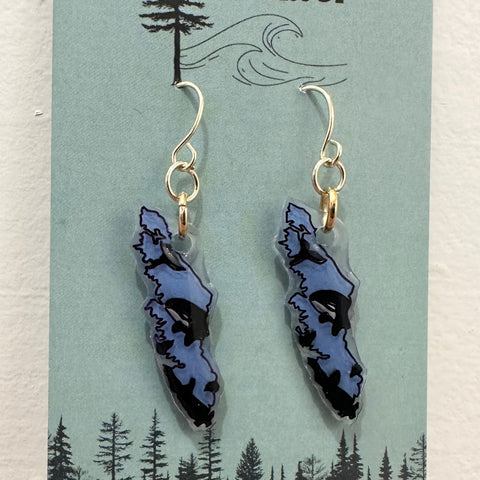 Handmade Wild Sketches Gold Earrings | Orcas Mini Vancouver Islands