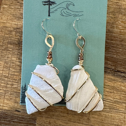 Tidal Relic Gold Dangle Earrings | Brown Beads