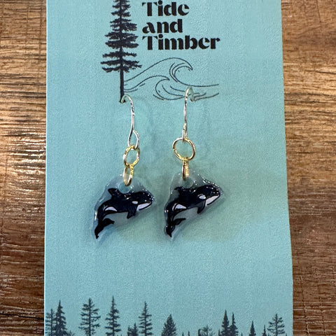 Wild Sketches Dangle Earrings | Killer Whales