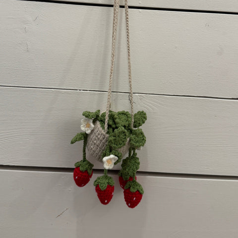 Crocheted Hanging Plant | Strawberries