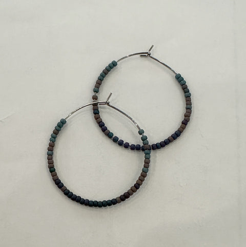 Beaded Hoop Earrings | Dusk