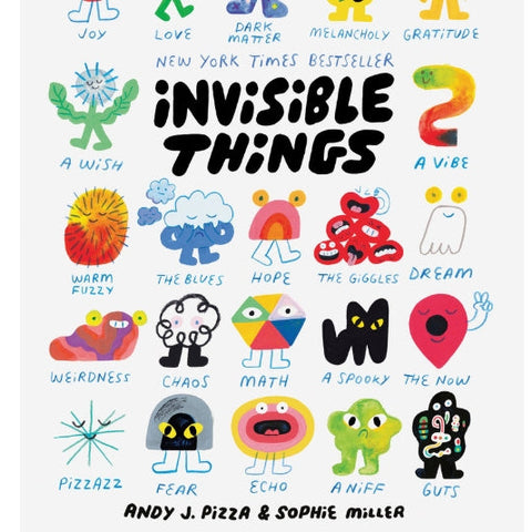 Book cover of 'Invisible Things' with colorful illustrations and text.