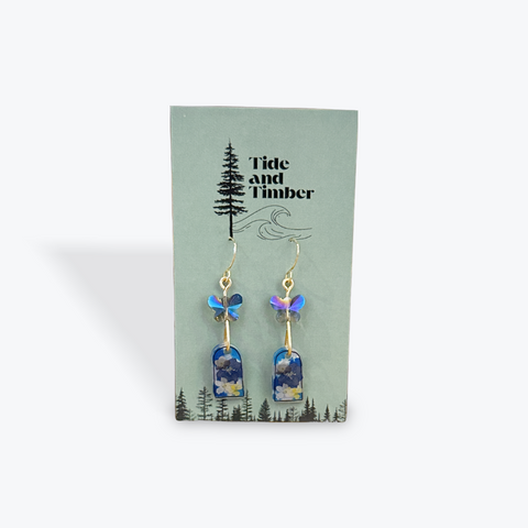 Wild Sketches Dangle Earrings | Blue Ombré Floral
