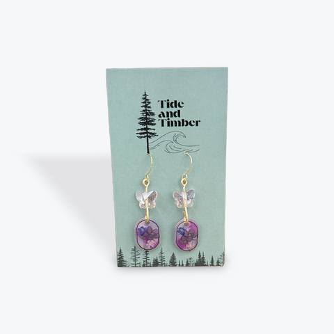 Wild Sketches Dangle Earrings | Purple Ombré Floral
