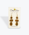 Pair of brown stone earrings on a 'Dayna Olson' card with 'Vancouver Island Handmade' text.