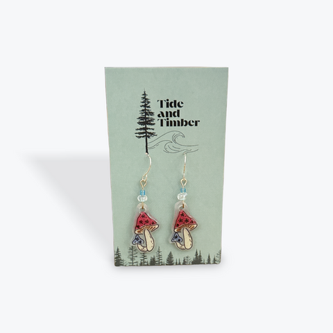 Wild Sketches Dangle Earrings | Pink and Blue Mushrooms