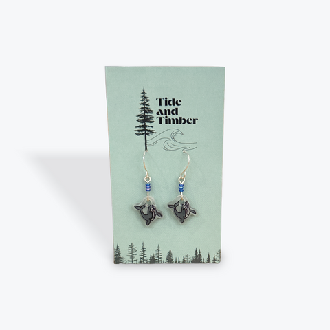 Wild Sketches Dangle Earrings | Humpback Whales/Blue Beads