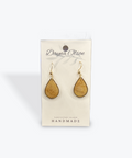 Teardrop-shaped earrings on a Danya Olson branded card with 'Vancouver Island Handmade' text.