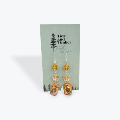 Wild Sketches Dangle Earrings | Pink/Orange Ombré Floral