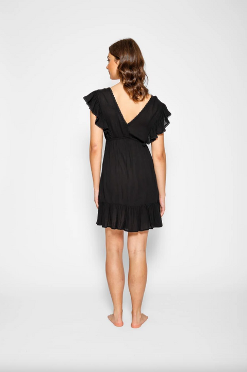 Koy Resort Miami Ruffle Mini Dress Black