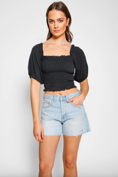 Koy resort miami smocked crop top black