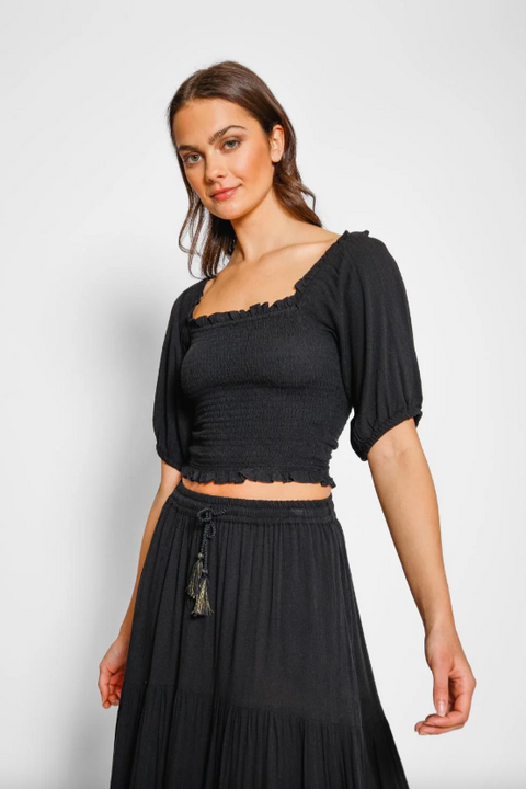 Koy resort miami smocked crop top black