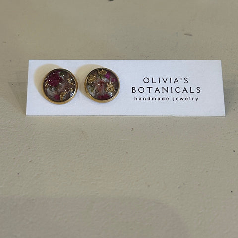 Large Gold Stud Earrings | Pink and Gold