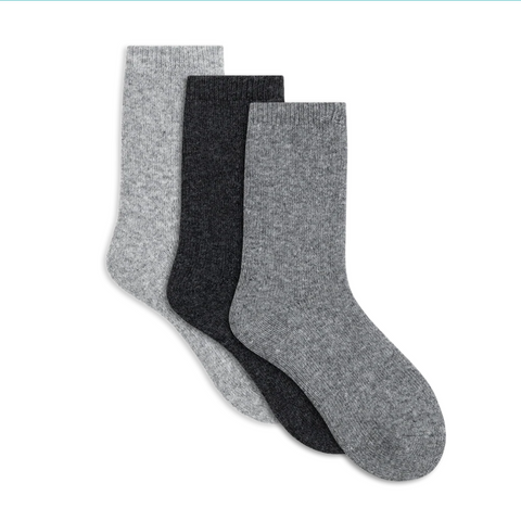 Lemon - 3pk Wool Hiker Boot Crew Socks | Charcoal