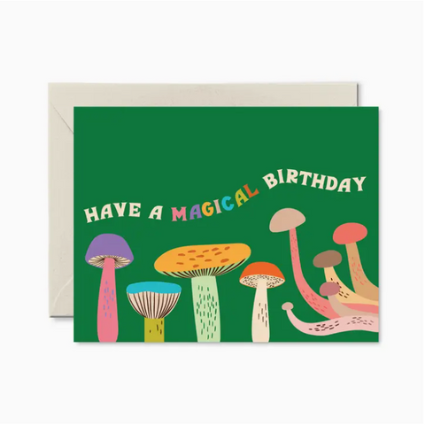 cute magical mushroom birthday card