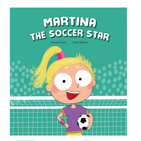 Book cover of 'Martina the Soccer Star' with a cartoon character holding a soccer ball.