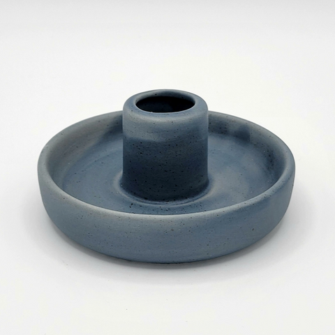 Nordic - Hygge Style Ceramic Candlestick Holder | Blue