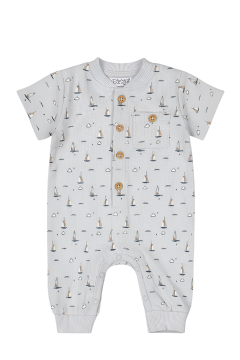 OK Kids Dirkje Light Blue Boats Baby Suit