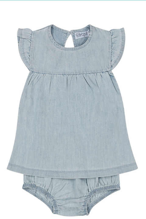 OK Kids Dirkje blue jeans dress with trousers