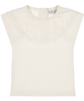 OK Kids Dirkje off white t-shirt with embroidery detail