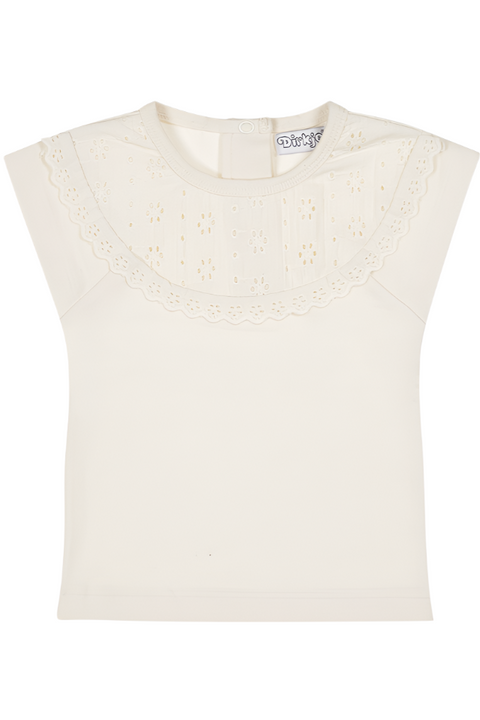 OK Kids Dirkje off white t-shirt with embroidery detail