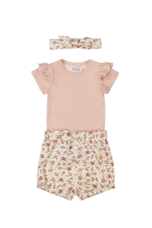 Ok Kids Dirkje 2 piece babysuit headband pink floral