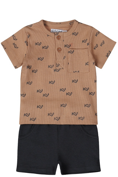 Ok Kids Dirkje Baby set2 piece brown and navy airplanes