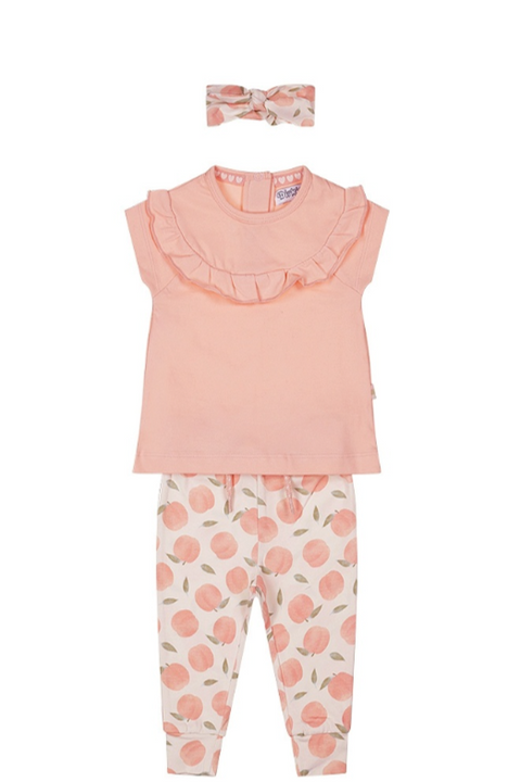Ok Kids Dirkje faded peach 2 piece babysuit headband