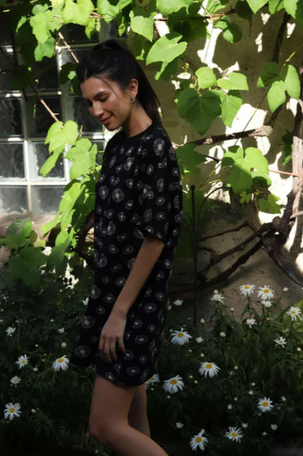 Oversized Tee Dress | Black Daisy