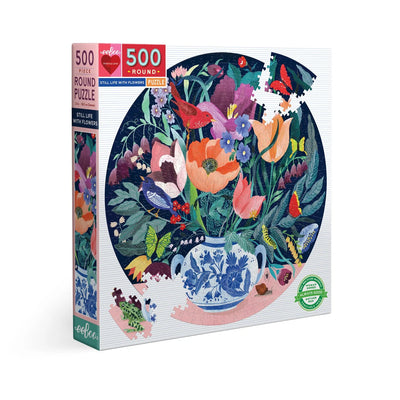 STILL LIFE WITH FLOWERS IN 500 PIECE ROUND PUZZLE