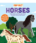 Book cover of 'Pop Out Horses' with two horses on a grassy background