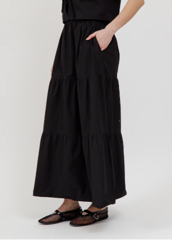 Poplin Long Skirt | Black