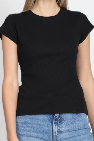 Ribbed Fitted T-Shirt | Black