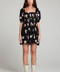 Saltwater luxe summer mini dress black floral