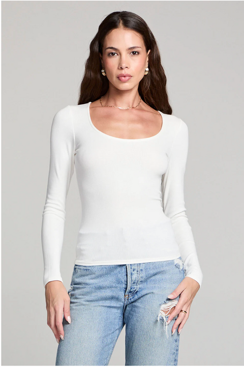 Scoop Neck Long Sleeve Slim Tee | Salt