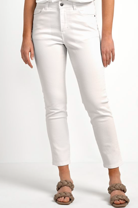 KAFFE - KAZELINA HW 7/8 STRAIGHT JEANS - CHALK WHITE